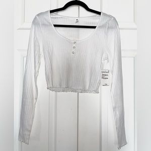 Button up long sleeve crop top